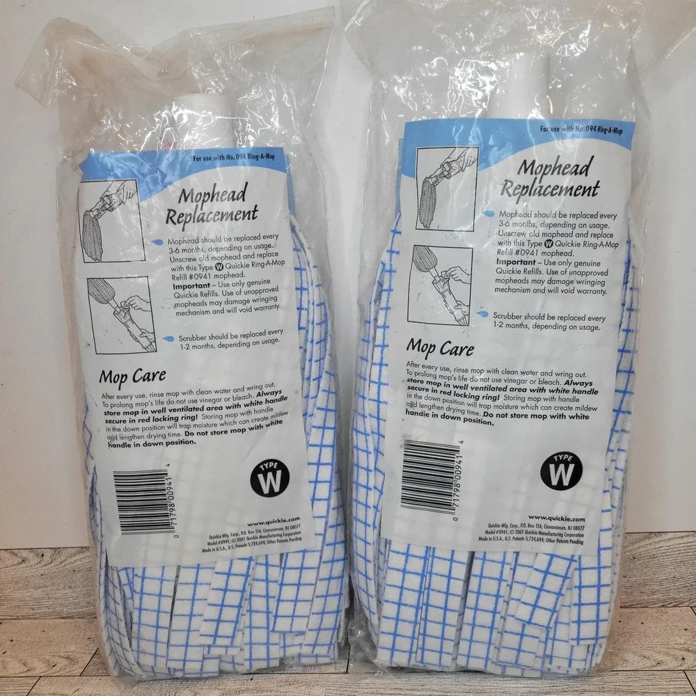 New In Packaging Quickie RING-A-MOP Mophead REFILL Type W #0941 Lot 2